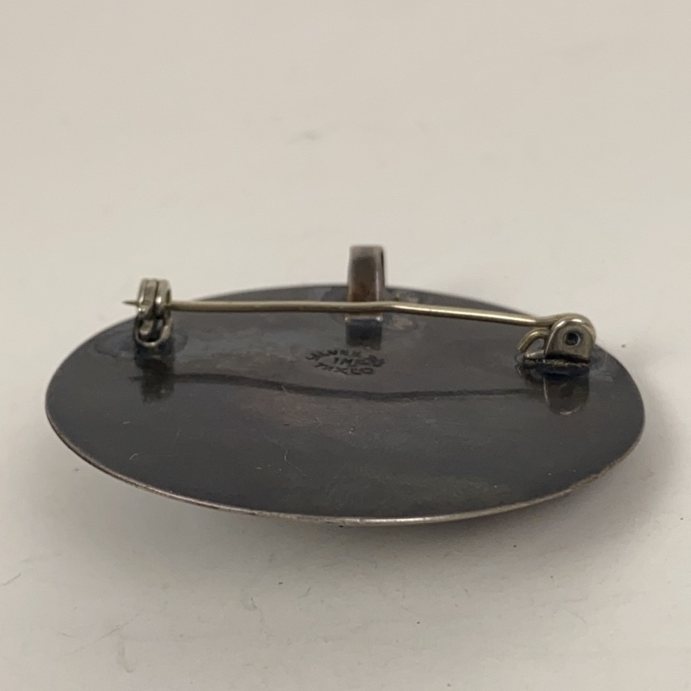 Vintage Sterling Silver Round Brooch 925 Imp Taxco View 5